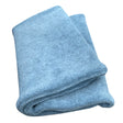 Gefalteter Fleece-Schlupfschal „Unser Wärmster“ in Rauchblau, handgenäht, doppellagig, ideal für Kinder und Erwachsene, gefertigt von Wollhuhn in Deutschland.