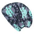 Wollhuhn Öko Long Beanie mit Skulls-Muster, zweilagig und wendbar, für ganzjährige Nutzung. Handgefertigt aus weichem Baumwolljersey, ideal für Kinder und Jugendliche.