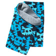 Wollhuhn Leichtes Lockeres Öko Jersey Halstuch mit blau-schwarzem Muster, handgemacht aus weichem Jersey, perfekt für Kinder im Frühling und Herbst.
