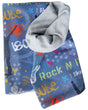 Wollhuhn Leichtes Lockeres Öko Jersey Halstuch; handgefertigter Schlauchschal mit Schriftmuster, ideal für Kinder, einfach anzuziehen, wendbar und aus weichem, hautfreundlichem Material.