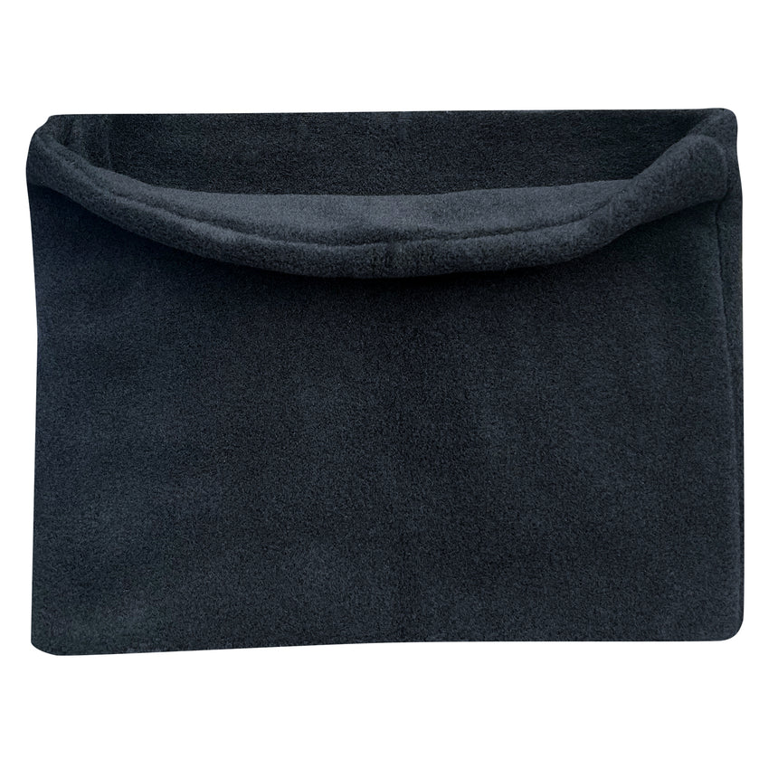 Wollhuhn WINTER Halstuch/Schlupfschal „Unser Wärmster“: Schwarzer, doppellagiger Fleece-Loop, handgefertigt, weich und warm, ideal für Kinder und Erwachsene.