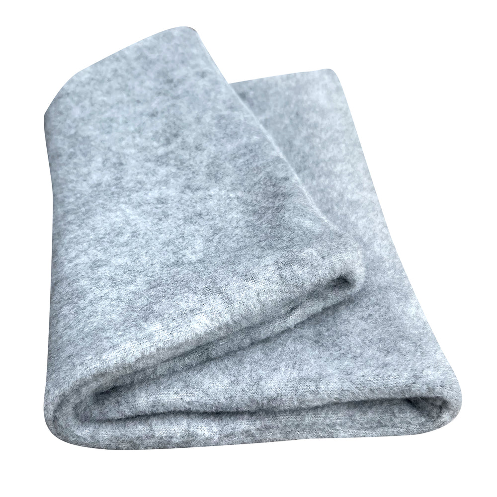 Gefalteter Wollhuhn WINTER Halstuch/Schlupfschal „Unser Wärmster“, einlagig hellgrau, doppellagiger Fleece, handgemacht, ideal für Kälte, besonders weich und langlebig.