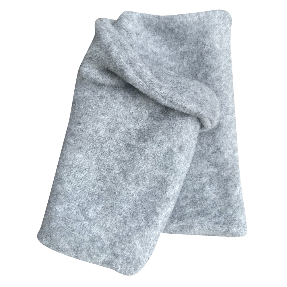 Wollhuhn WINTER Halstuch/Schlupfschal „Unser Wärmster“, zweilagiger Fleece, einfarbig hellgrau, handgemacht und weich, ideal für Kinder und Erwachsene.