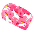 Wollhuhn Elastisches Öko Stirnband mit rosa Einhornmuster, handgemacht aus weicher Bio-Baumwolle, ideal für Kinder und Erwachsene, vielseitig tragbar.