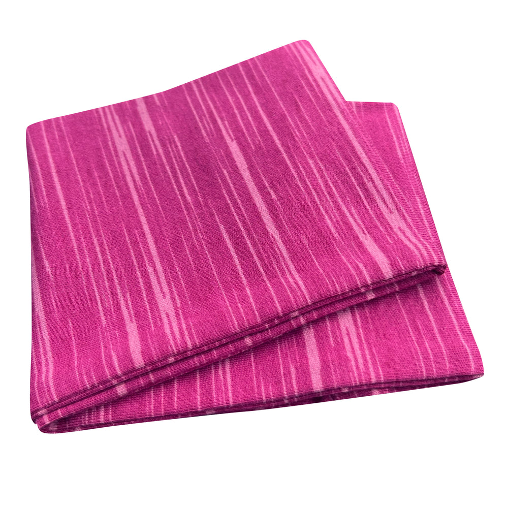 Wollhuhn Elastisches Öko Stirnband, zweilagig, breit, in Beere. Handgemachtes, weiches Jersey-Stirnband aus Bio-Baumwolle, ideal für Sport und Outdoor-Aktivitäten.