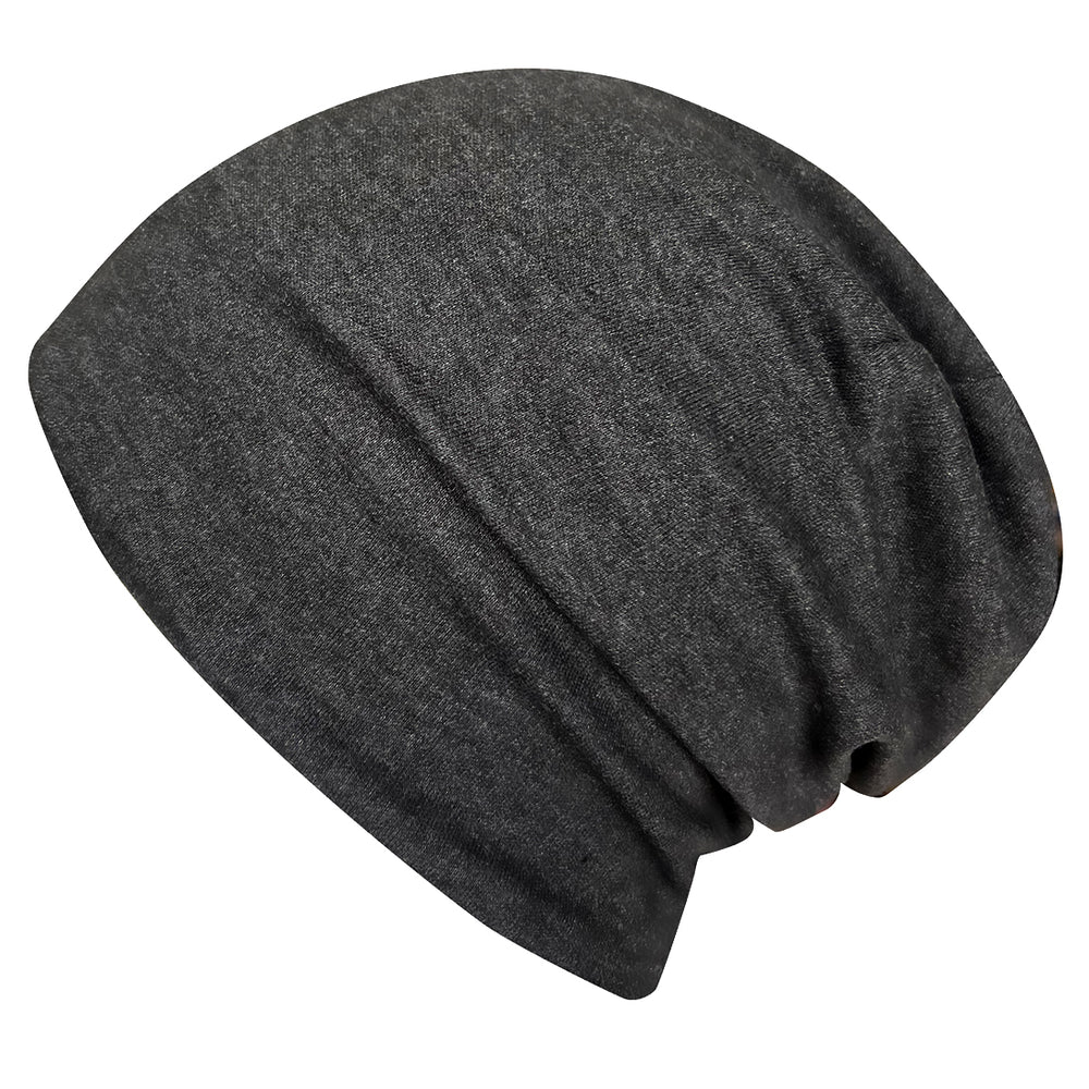 Wollhuhn Öko Long Beanie / Wendemütze, zweilagig und formbeständig, aus weichem Baumwolljersey, auf weißem Hintergrund, ideal für ganzjähriges, komfortables Tragen.