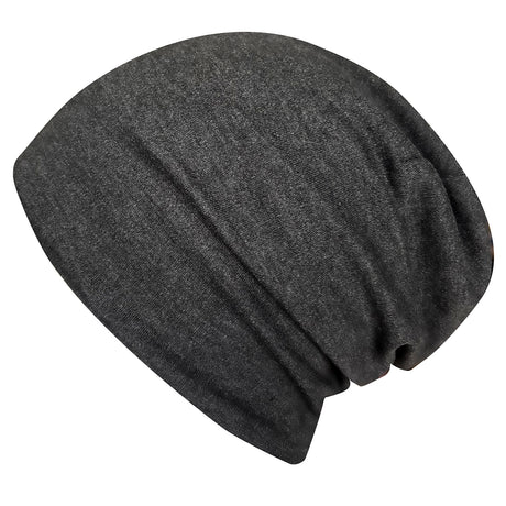 Wollhuhn Öko Long Beanie / Wendemütze, zweilagig und formbeständig, aus weichem Baumwolljersey, auf weißem Hintergrund, ideal für ganzjähriges, komfortables Tragen.