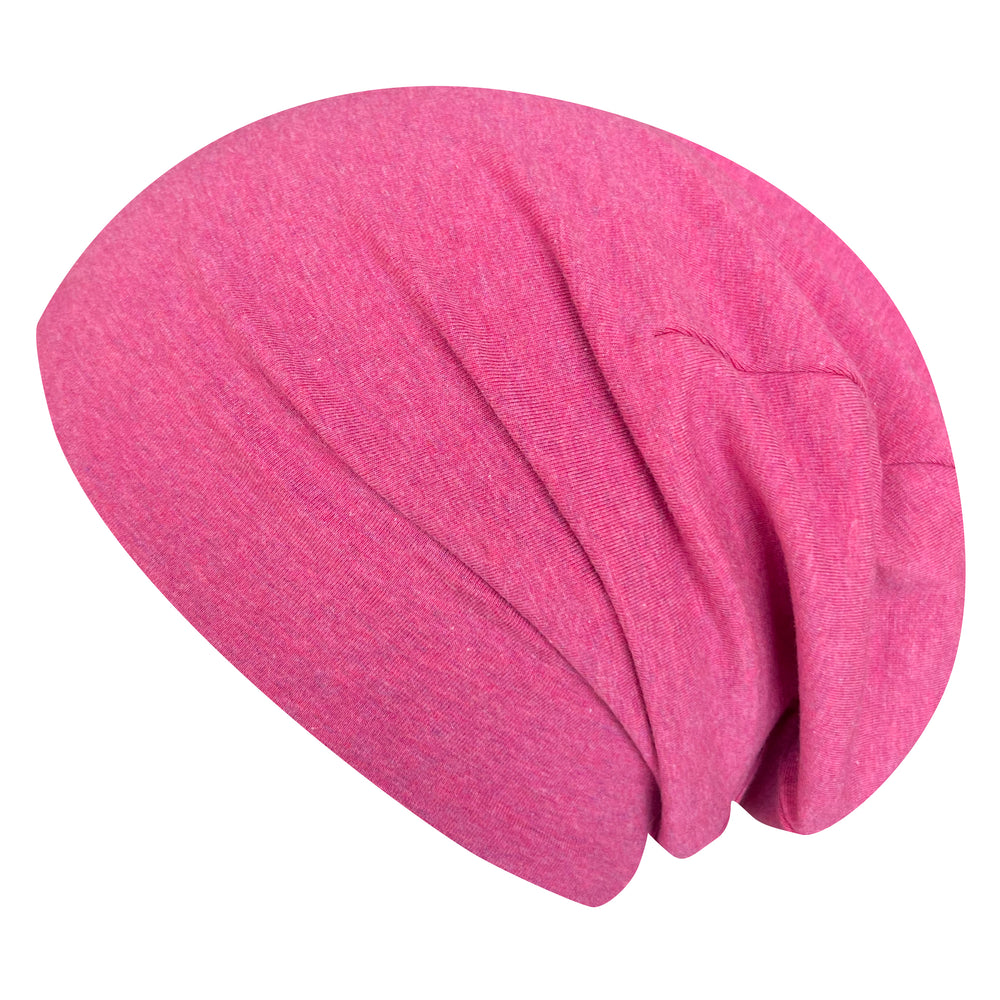 Wollhuhn Öko Long Beanie, zweilagig, aus weichem Baumwolljersey. Handgefertigt, komfortabel und wendbar, ideal für das ganze Jahr.