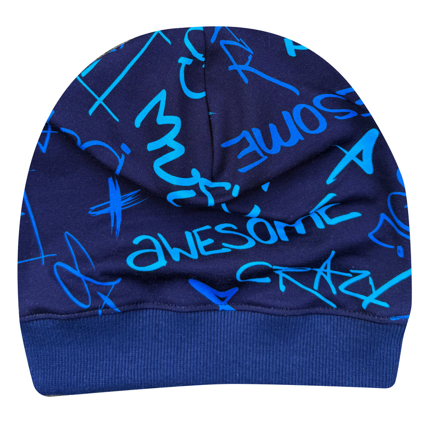 Wollhuhn Dünne Öko Beanie-Mütze Sommer/Übergang Einlagig Galaxy Blau: Handgemachte, dehnbare Beanie aus Öko-Jersey, ideal für Übergangszeit, mit elastischem Bündchen für angenehme Passform.