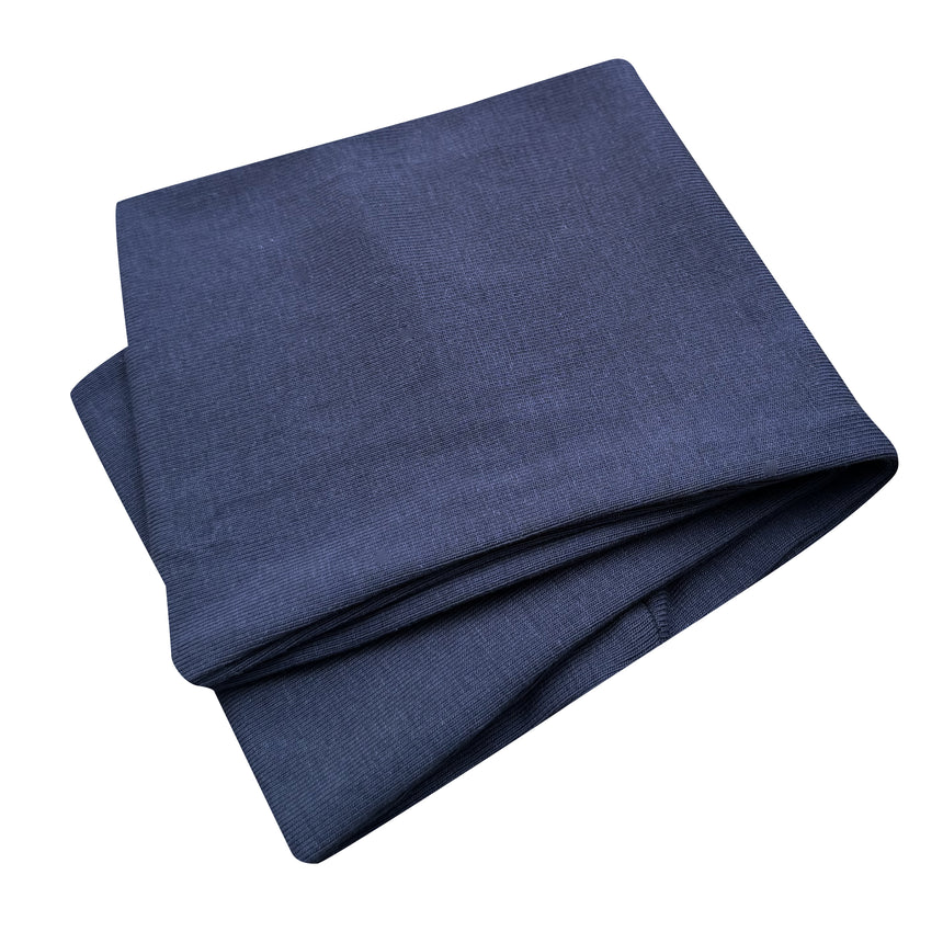 Wollhuhn Elastisches Öko Stirnband / Haarband Jersey Zweilagig Breit Uni/Einfarbig Dunkelblau, handgemacht und weich, ideal für Alltag und Sport.