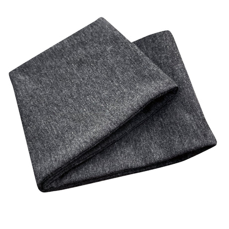 Wollhuhn Elastisches Öko Stirnband, anthrazit meliert, doppellagig und breit, aus weichem Bio-Jersey, handgefertigt in Deutschland. Ideal für Alltag und Sport.