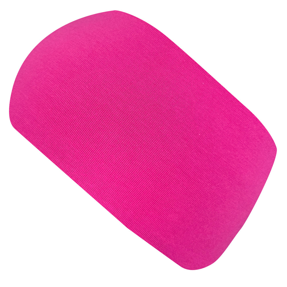 Wollhuhn Elastisches Öko Stirnband / Haarband Jersey Zweilagig Breit Uni/Einfarbig Pink, handgemachtes, vielseitiges Stirnband aus Bio-Baumwolle, ideal für Outdoor-Aktivitäten und sportlichen Einsatz.