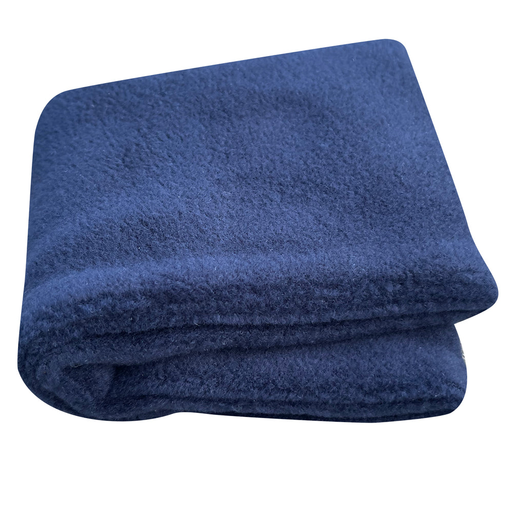 Wollhuhn Elastisches Öko Stirnband/Haarband Fleece Zweilagig Breit Einfarbig Dunkelblau, handgefertigt, weich und dehnbar, ideal für kaltes Wetter und sportliche Aktivitäten.