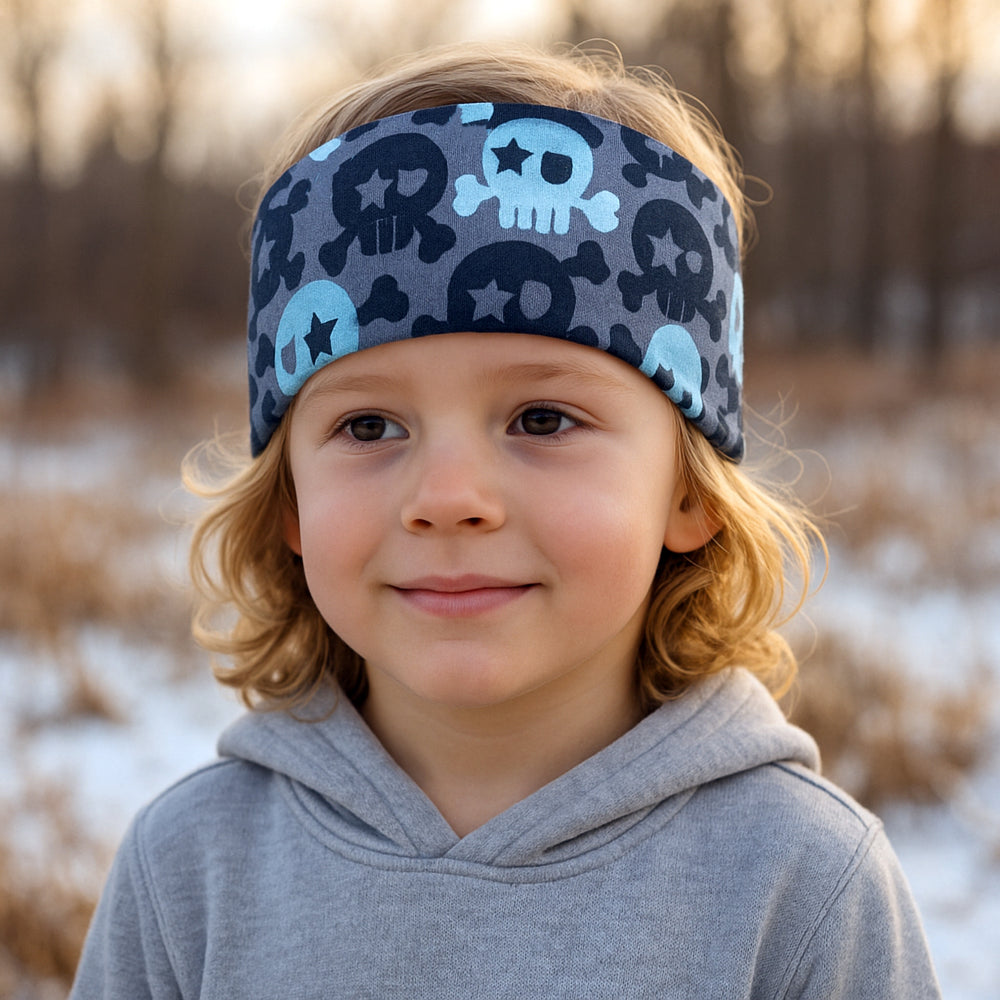 Wollhuhn Elastisches Öko Stirnband: Handgemachtes, doppellagiges Jersey-Stirnband aus Bio-Baumwolle, weich und vielseitig, ideal für Sport und Alltag, passt unter Helme.