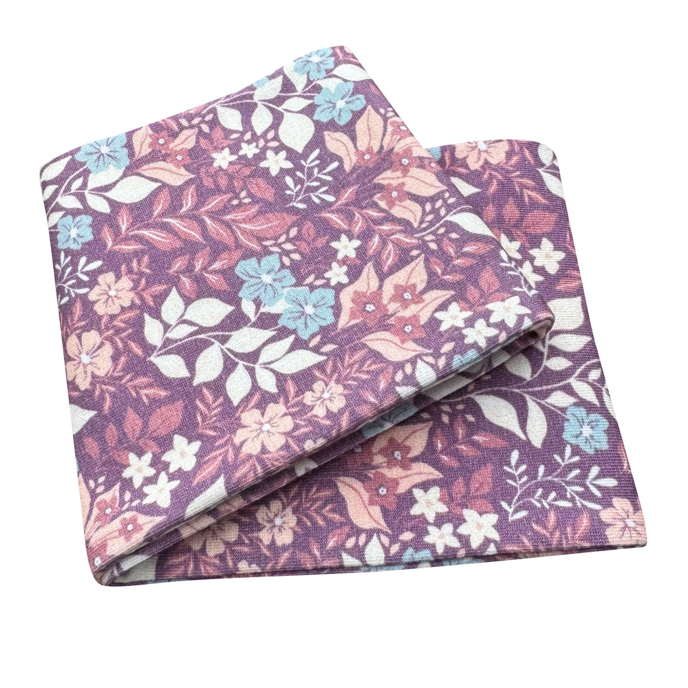 Wollhuhn Elastisches Öko Stirnband, zweilagig, Blumenmuster, zeigt gefaltetes Jersey-Stirnband für vielseitigen Gebrauch, handgemacht aus Bio-Baumwolle, ideal für Schule und Freizeit.
