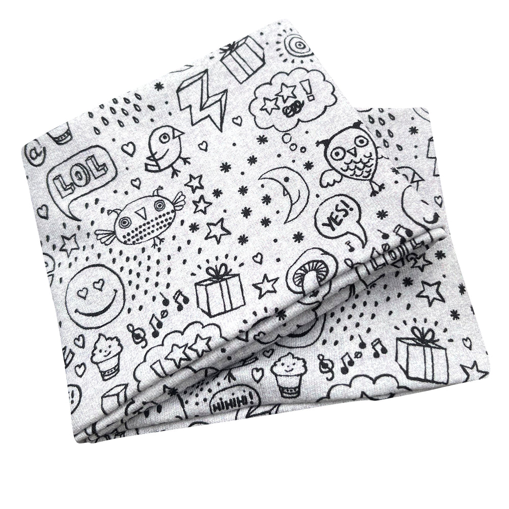 Wollhuhn Elastisches Öko Stirnband, Jersey, zweilagig, breit, mit Comic-Motiven, handgemacht, ideal für Kinder und Erwachsene, vielseitig tragbar.