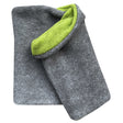 Wollhuhn WINTER Halstuch/Schlupfschal „Unser Wärmster“, doppellagig aus Fleece, anthrazit/grün, handgefertigt, ideal für Kinder und Erwachsene.