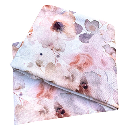Wollhuhn Elastisches Öko Stirnband/Haarband, zweilagig, mit Aquarellblumenmuster, handgemacht aus weicher Bio-Baumwolle, ideal für vielseitige, komfortable Nutzung.