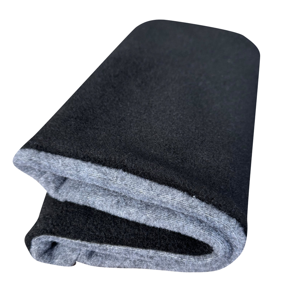 Wollhuhn WINTER Halstuch/Schlupfschal „Unser Wärmster“ aus doppellagigem Fleece in Schwarz/Anthrazit, handgemacht, weich und wärmend, ideal für kalte Tage.