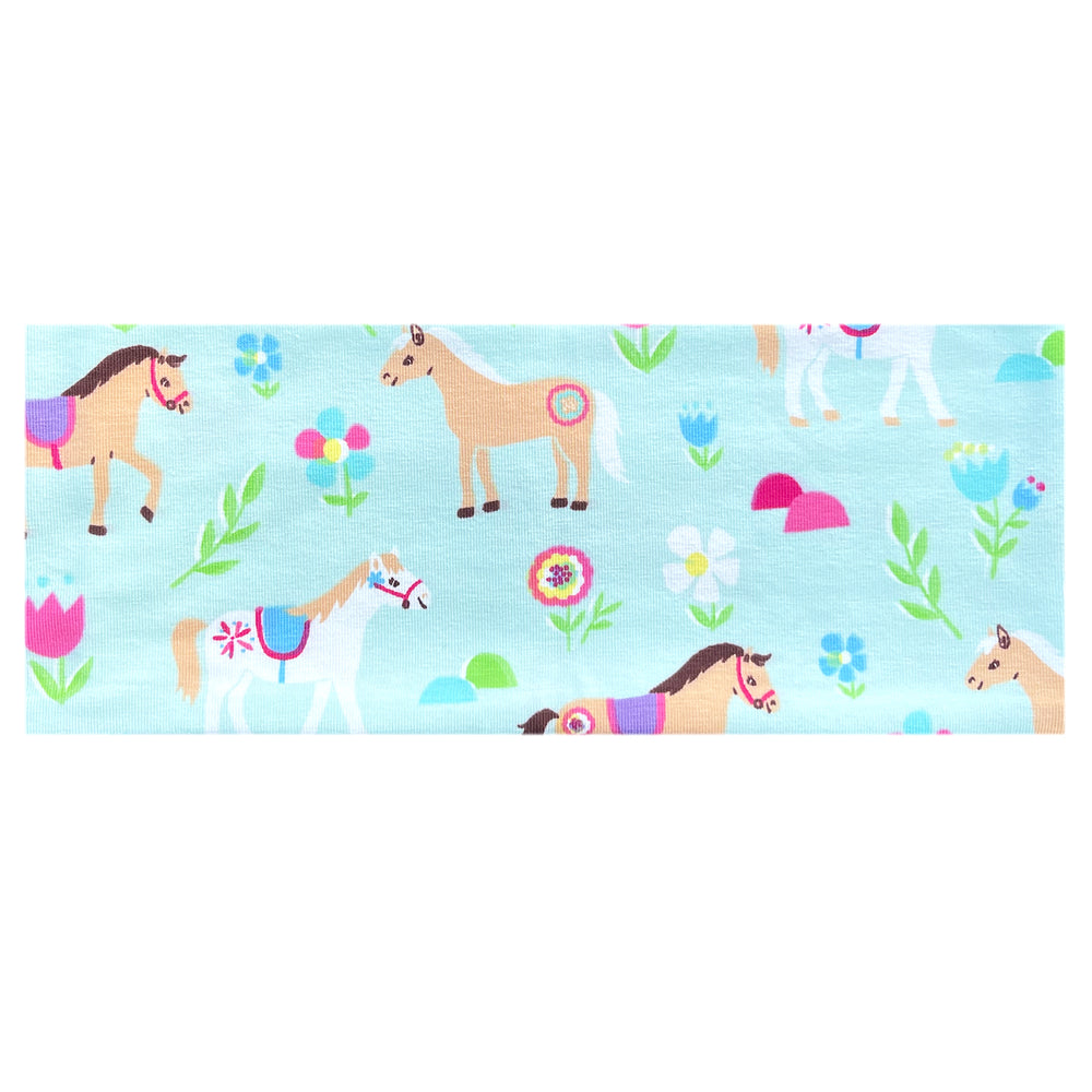 Wollhuhn Elastisches Öko Stirnband mit Pferdemotiven, handgefertigt, weich und dehnbar, ideal für Outdoor-Aktivitäten, passt Kindern und Erwachsenen.