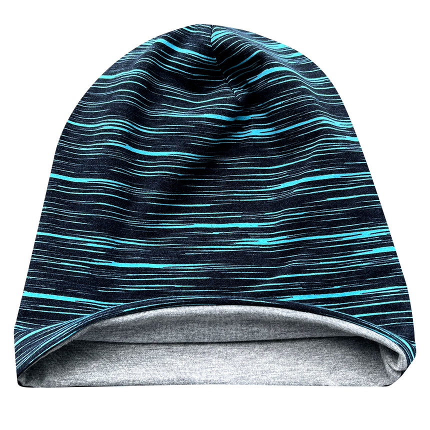 Wollhuhn Öko Long Beanie, zweilagig, aus weichem Baumwolljersey, zeigt eine lockere Passform für Komfort und Wärme. Ideal für das ganze Jahr.