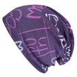 Wollhuhn Öko Long Beanie / Wendemütze, zweilagig, aus violettem Baumwolljersey mit weißem Schriftzug, bequem und dehnbar, ideal für Kinder und Jugendliche.