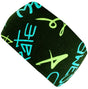 Wollhuhn Elastisches Öko Stirnband/Haarband Jersey, zweilagig, breit, mit Cool Music Design, ideal für Kinder und Erwachsene, handgemacht aus Bio-Baumwolle.