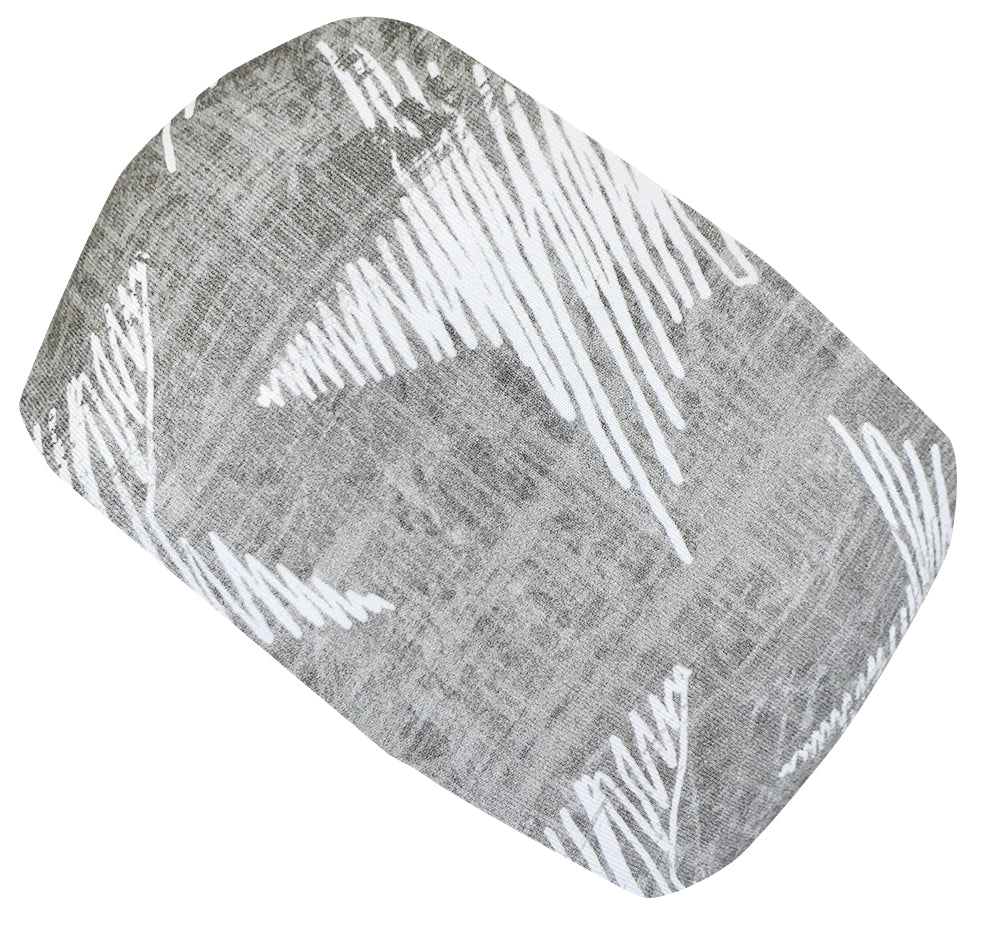 Wollhuhn Elastisches Öko Stirnband/Haarband Jersey Zweilagig Breit Chalk Stars Sterne Grau/Weiß: handgemachtes, weiches, vielseitiges Stirnband für Kinder und Erwachsene, ideal für Sport und Freizeit.