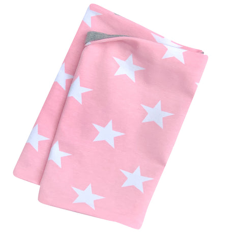 Wollhuhn Öko Leichtes/Lockeres Jersey Halstuch/Schlupfschal Sterne Rosa/Weiß, handgemacht, weicher Jersey mit weißen Sternen, ideal für Übergangszeiten, einfach überziehbar.