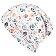 Wollhuhn Öko Long Beanie / Wendemütze, weiß mit Blumenmuster, aus weichem, zweilagigem Baumwolljersey, bietet komfortablen Sitz und ist ideal für ganzjähriges Tragen.