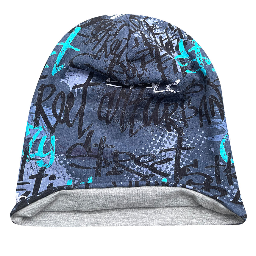 Wollhuhn Öko Long Beanie / Wendemütze, handgemacht aus weichem Öko-Jersey, zweilagig für lässigen Slouch-Look, ideal für Übergangszeiten und milde Winter.