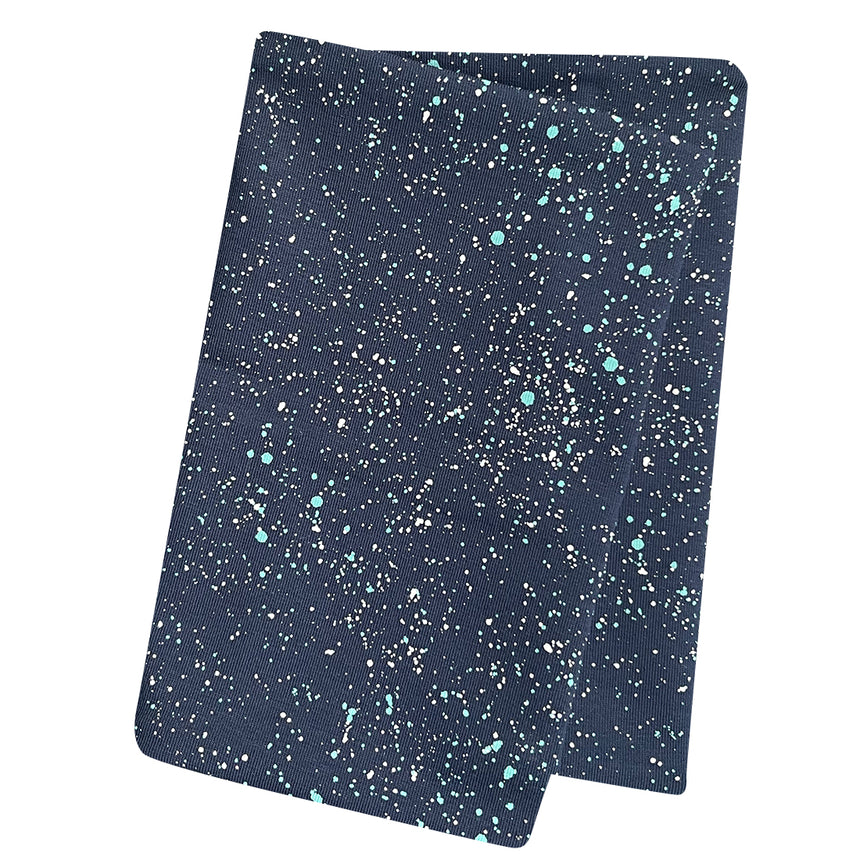 Wollhuhn Leichtes Lockeres Öko Jersey Halstuch Galaxy Sprenkel Blau, handgemachter, weicher Schlauchschal mit speckled Muster, ideal für Frühling bis Herbst. Perfekt für Kinder.
