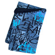 Wollhuhn Halstuch / Schlupfschal / Loop WARM, Innen Fleece, in Blau mit Graffiti Skater-Motiv. Handgefertigt und weich, ideal für kalte Tage.