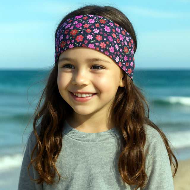 Wollhuhn Elastisches Öko Stirnband: Handgemachtes, doppellagiges Jersey-Stirnband aus Bio-Baumwolle, weich und dehnbar, ideal für Alltag und Sport, passend für Kinder und Erwachsene.