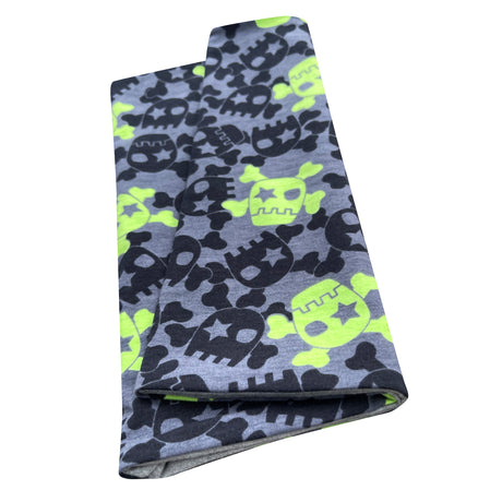 Wollhuhn LONG Loop, Jersey- oder Fleecefutter, Coole Skulls Lime