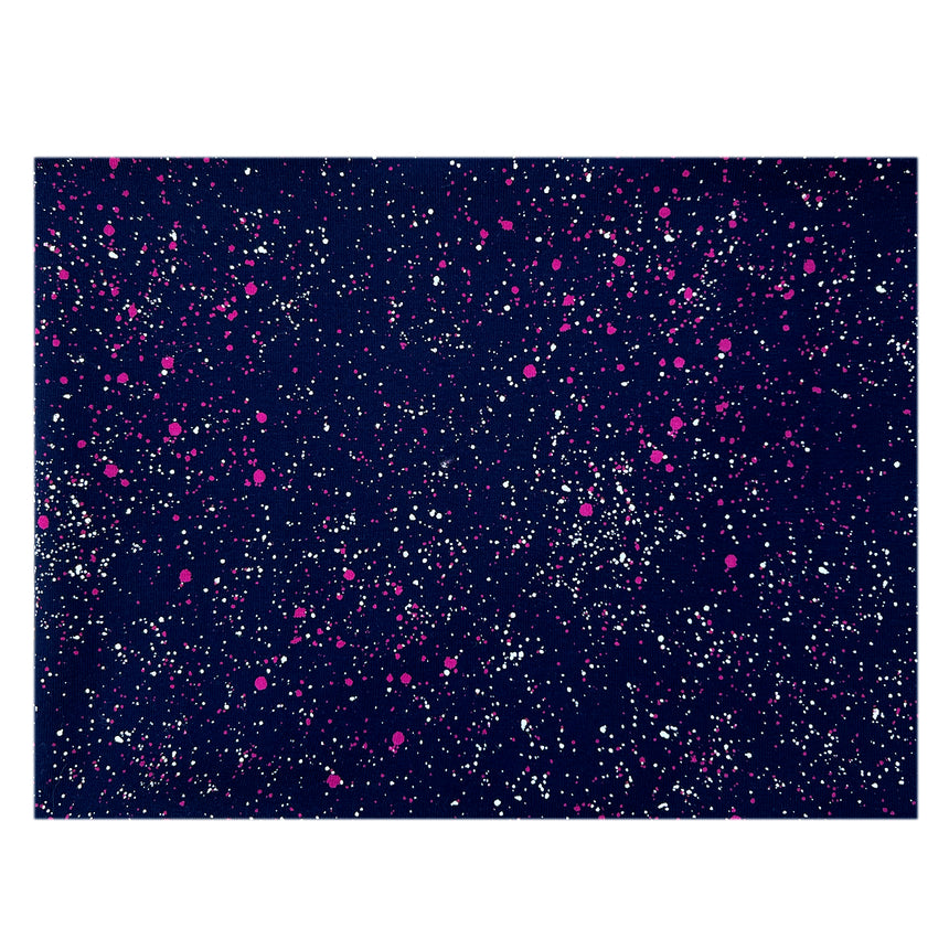 Wollhuhn Halstuch/Schlupfschal/Loop WARM: Handgefertigtes, doppellagiges Kinder-Accessoire mit Fleecefutter, blau mit pink-weißen Sprenkeln, ideal für kalte Tage. Perfekt für empfindliche Haut.