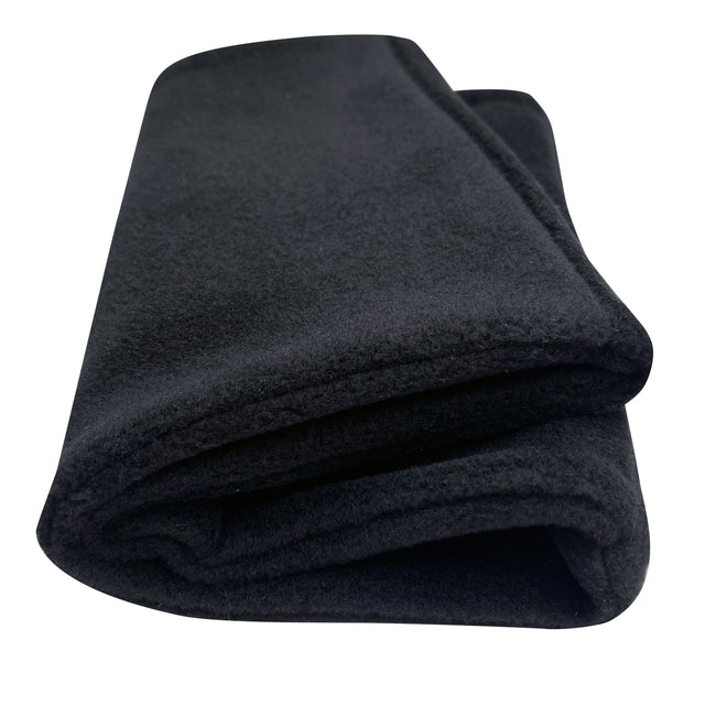 Wollhuhn WINTER Halstuch/Schlupfschal „Unser Wärmster“, zwei Lagen Fleece, einfarbig schwarz, handgefertigt, weich und warm, ideal für kalte Tage.