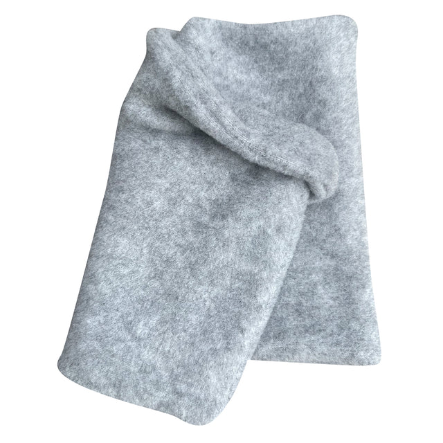 Wollhuhn WINTER Halstuch/Schlupfschal „Unser Wärmster“, zweilagiger Fleece, einfarbig hellgrau, handgemacht und weich, ideal für Kinder und Erwachsene.