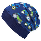 Wollhuhn Leichte Öko Beanie-Mütze Sommer/Übergang Einlagig Traktor/Trecker Dunkelblau