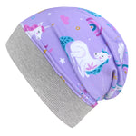 Wollhuhn Leichte Öko Beanie-Mütze Sommer/Übergang Einlagig Einhorn/Einhörner Flieder