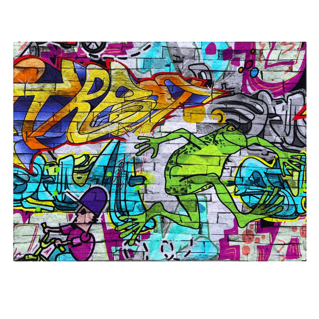 Wollhuhn Halstuch / Schlupfschal / Loop WARM mit Fleece-Innenfutter, inspiriert von Streetart-Graffiti auf einer Ziegelwand, handgemacht für Komfort und Stil.