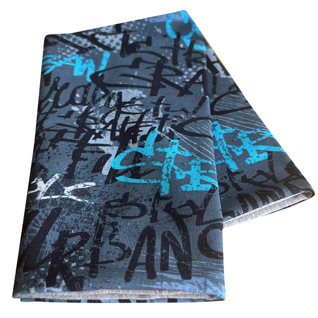 Wollhuhn Leichtes Lockeres Öko Jersey Halstuch mit Skater-Graffiti, handgemacht, weich und locker, ideal für Kinder, perfekt für Übergangszeiten.
