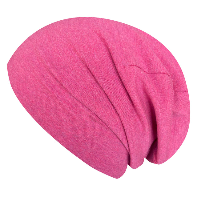 Wollhuhn Öko Long Beanie, zweilagig, aus weichem Baumwolljersey. Handgefertigt, komfortabel und wendbar, ideal für das ganze Jahr.