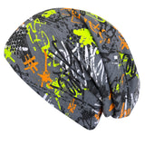 Wollhuhn Öko Long Beanie / Wendemütze, Ganzjährig, Zweilagig, Graffiti Grau/Bunt