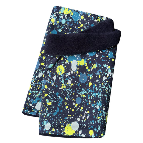 Wollhuhn Halstuch / Schlupfschal / Loop WARM, Innen Fleece, Splatter Dunkelblau/Bunt