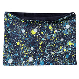 Wollhuhn Halstuch / Schlupfschal / Loop WARM, Innen Fleece, Splatter Dunkelblau/Bunt