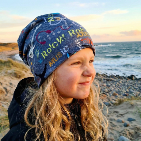 Wollhuhn Öko Long Beanie / Wendemütze, Ganzjährig, Zweilagig,  Cool Stuff Jeansblau