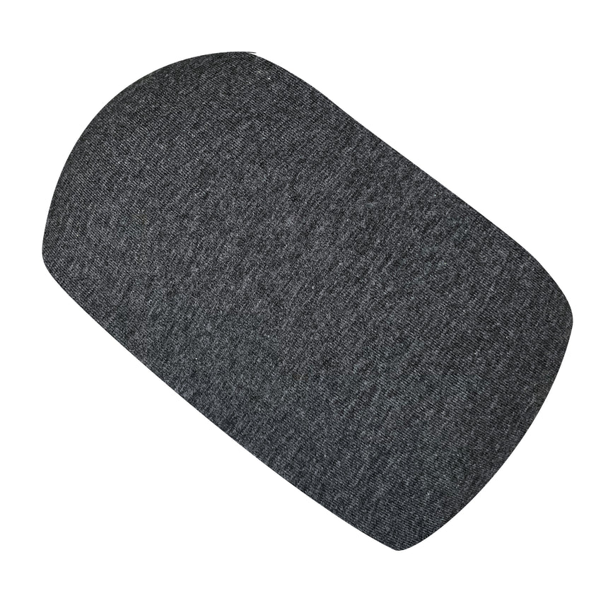 Wollhuhn Elastisches Öko Stirnband, anthrazit meliert, detailreiche Nahaufnahme eines doppellagigen, weichen Jersey-Stirnbands aus Bio-Baumwolle, handgefertigt für Komfort und Vielseitigkeit.