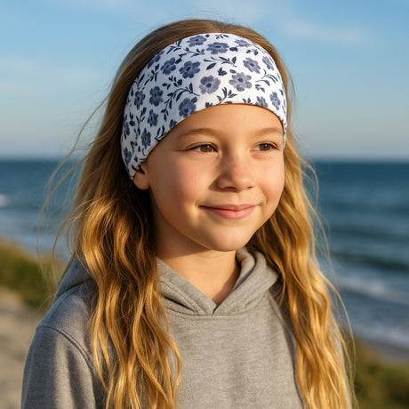 Handgemachtes Wollhuhn Stirnband: Elastisches, zweilagiges Jersey-Haarband aus Öko-Baumwolle, ideal für Schule, Sport und Freizeit. Vielseitig tragbar, schützt Ohren und ist atmungsaktiv.