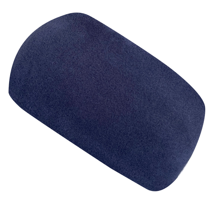 Wollhuhn Elastisches Öko Stirnband / Haarband Fleece Zweilagig Breit Einfarbig Dunkelblau, handgemacht, aus weichem, dehnbarem Fleece, ideal für kühle Tage.